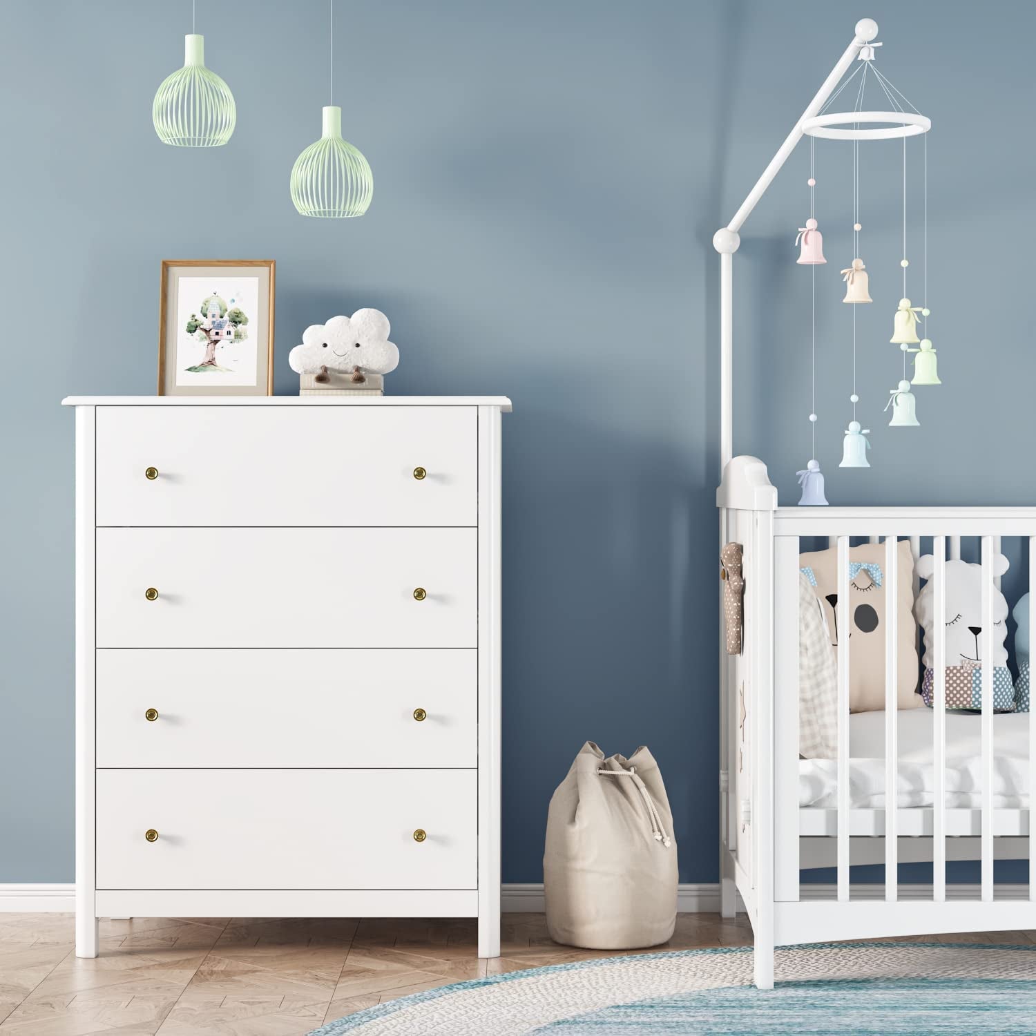 Modern 4-Drawer Chest of Drawers, Nursery, Living Room