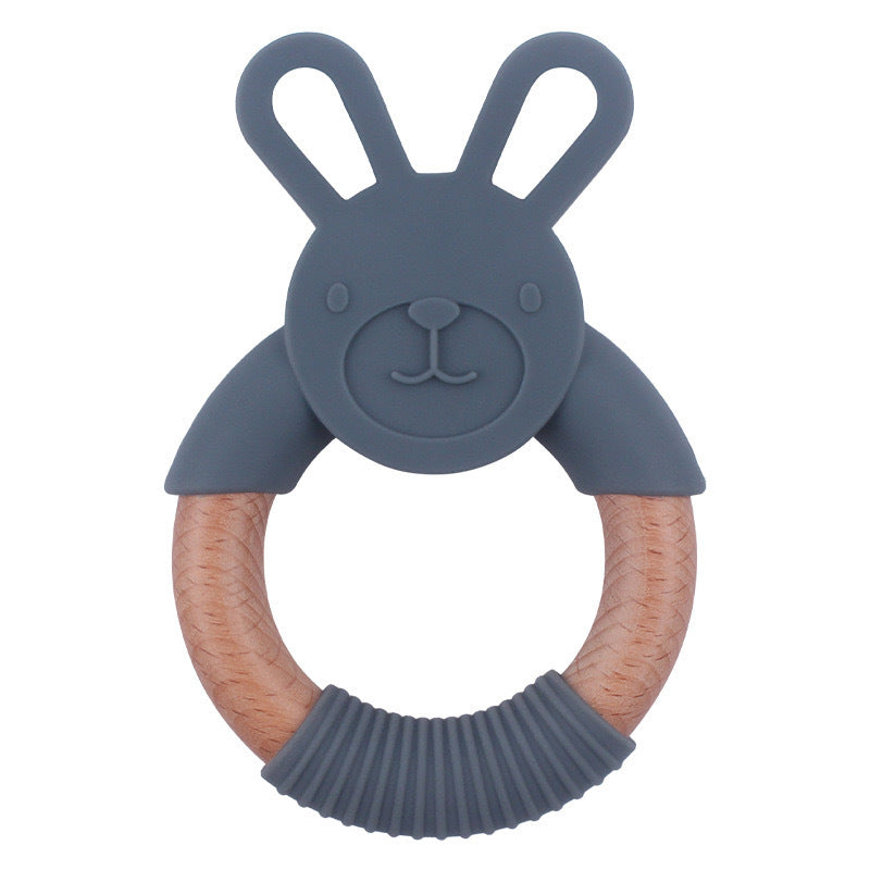 Baby Food-Grade Teething Rattle, Teething Aid for Babies, Wooden and