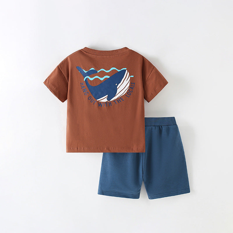 Summer Baby Kids Animals Cartoon Pattern T-shirt and Shorts Clothing