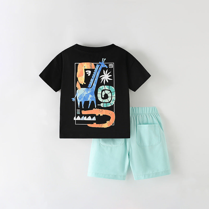 Summer Baby Kids Animals Cartoon Pattern T-shirt and Shorts Clothing