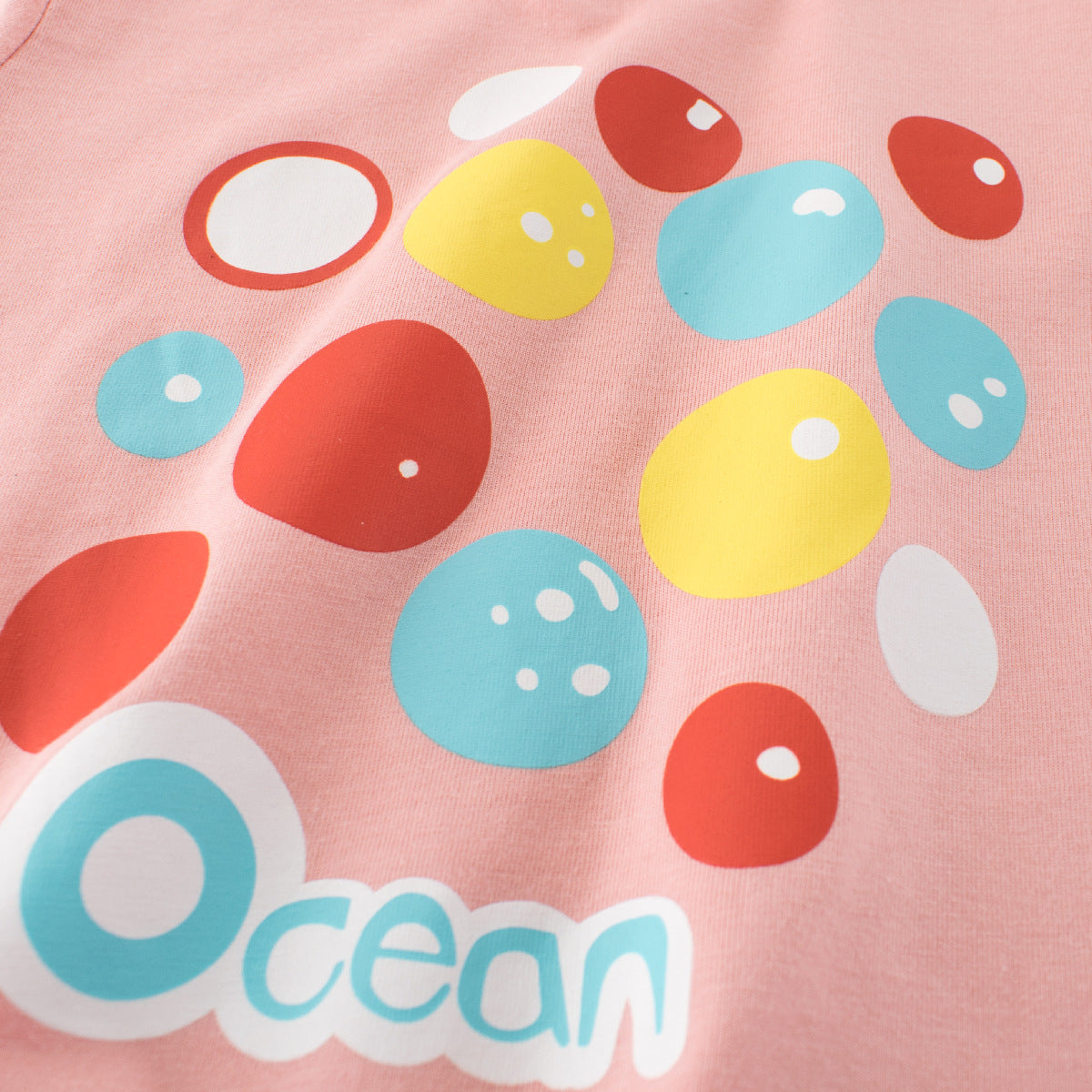 Summer Girls’ Colorful Bubbles Pattern T-shirt in European and