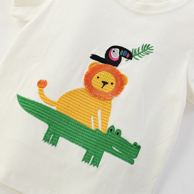 Summer Baby Kids Casual Animals Cartoon Pattern T-shirt and Shorts