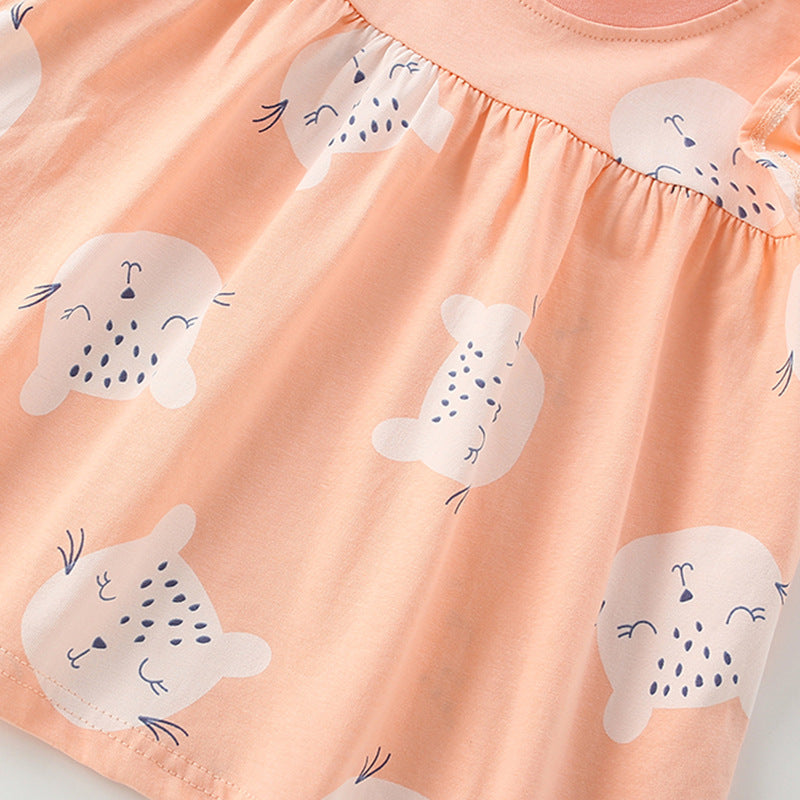 Summer Baby Kids Cartoon Leopards Pattern Top and Pink Shorts Clothing