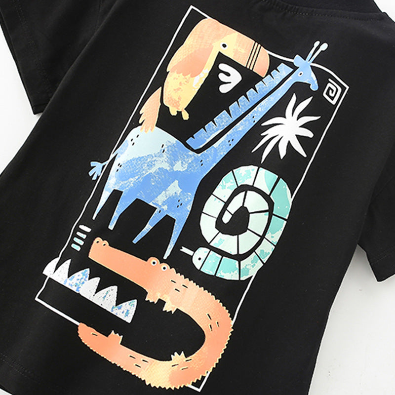 Summer Baby Kids Animals Cartoon Pattern T-shirt and Shorts Clothing
