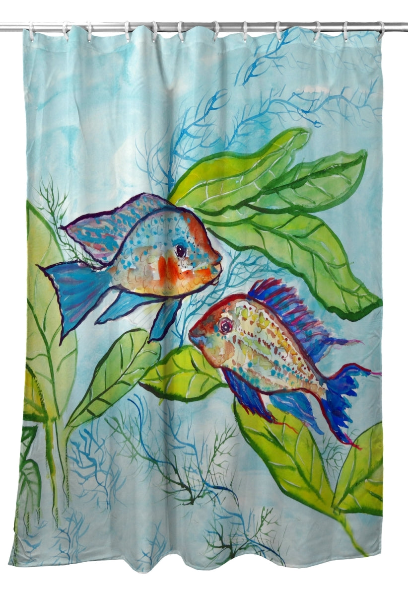 Betsy Drake SH642 70 x 72 in. Pair of Fish Shower Curtain