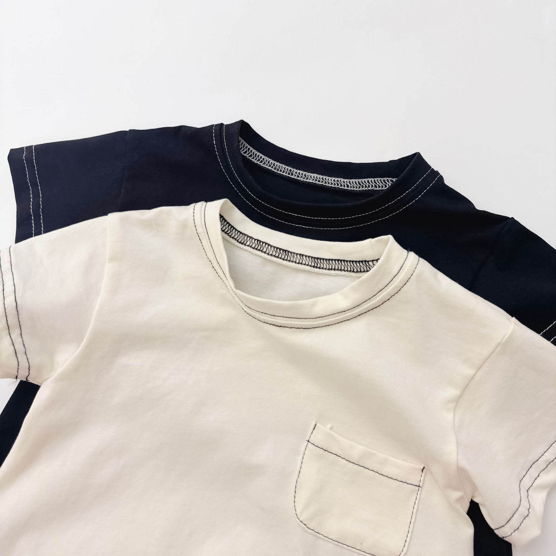 Summer Arrival Baby Unisex Simple Solid Color Short Sleeves Crew Neck