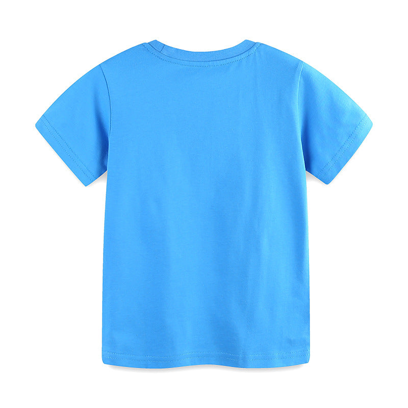 Summer Boys’ Marine Animals Cartoon Pattern T-shirt in European and