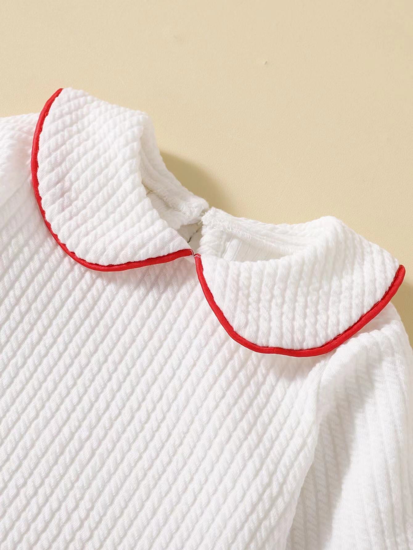 Baby Girl Solid Color Corduroy Fabric Doll Neck Rompers