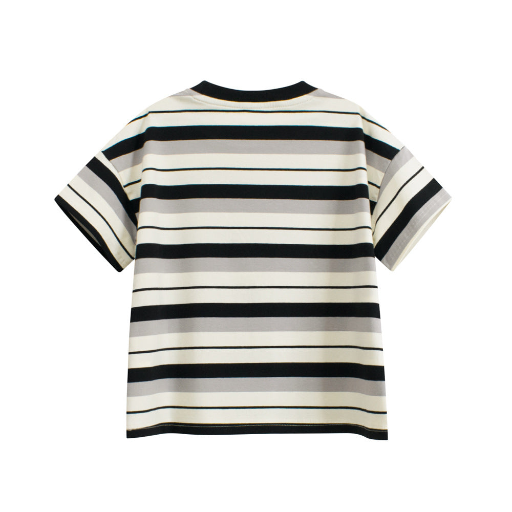 Summer Arrival Kids’ Striped Pattern T-shirt in European and American