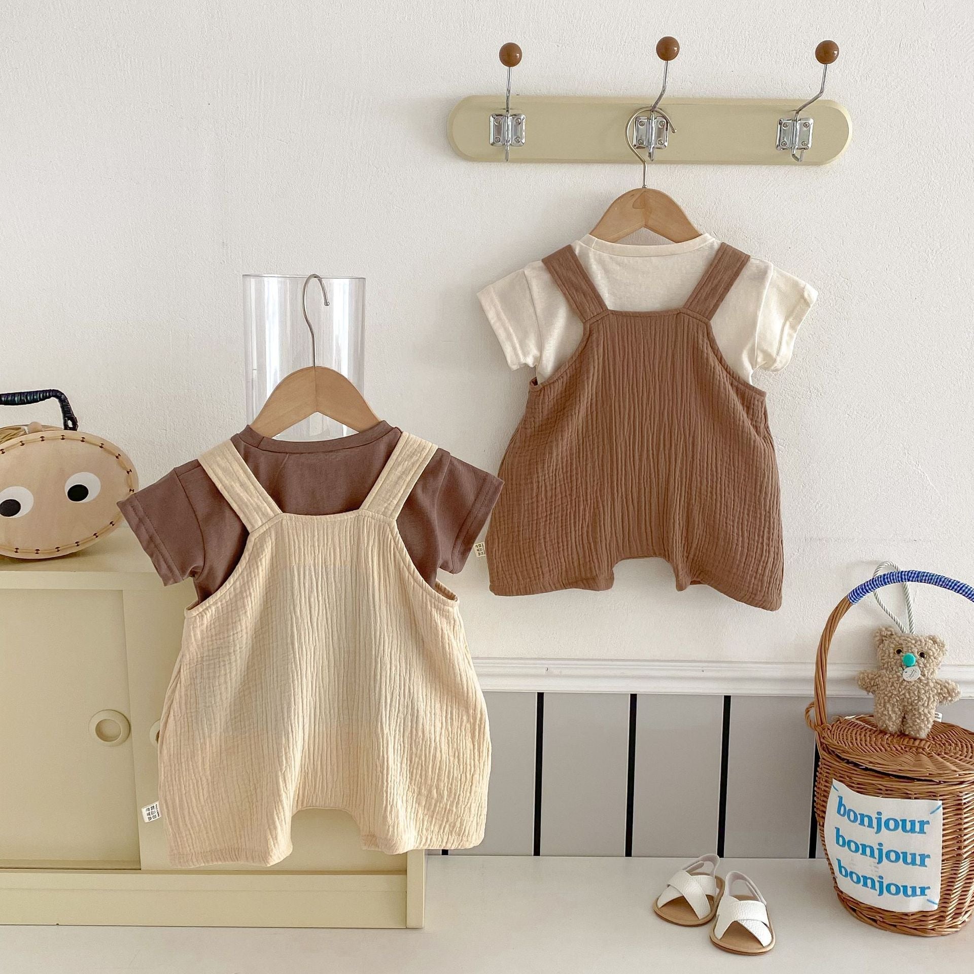 Summer Hot Selling Baby Kids Unisex Sleeveless Plain Solid Color Strap